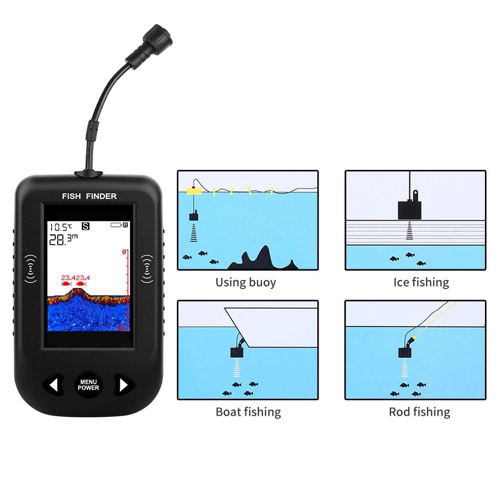إنذار 100 متر المحمولة السونار - مراجعة Fishing Depth Finder وسعره