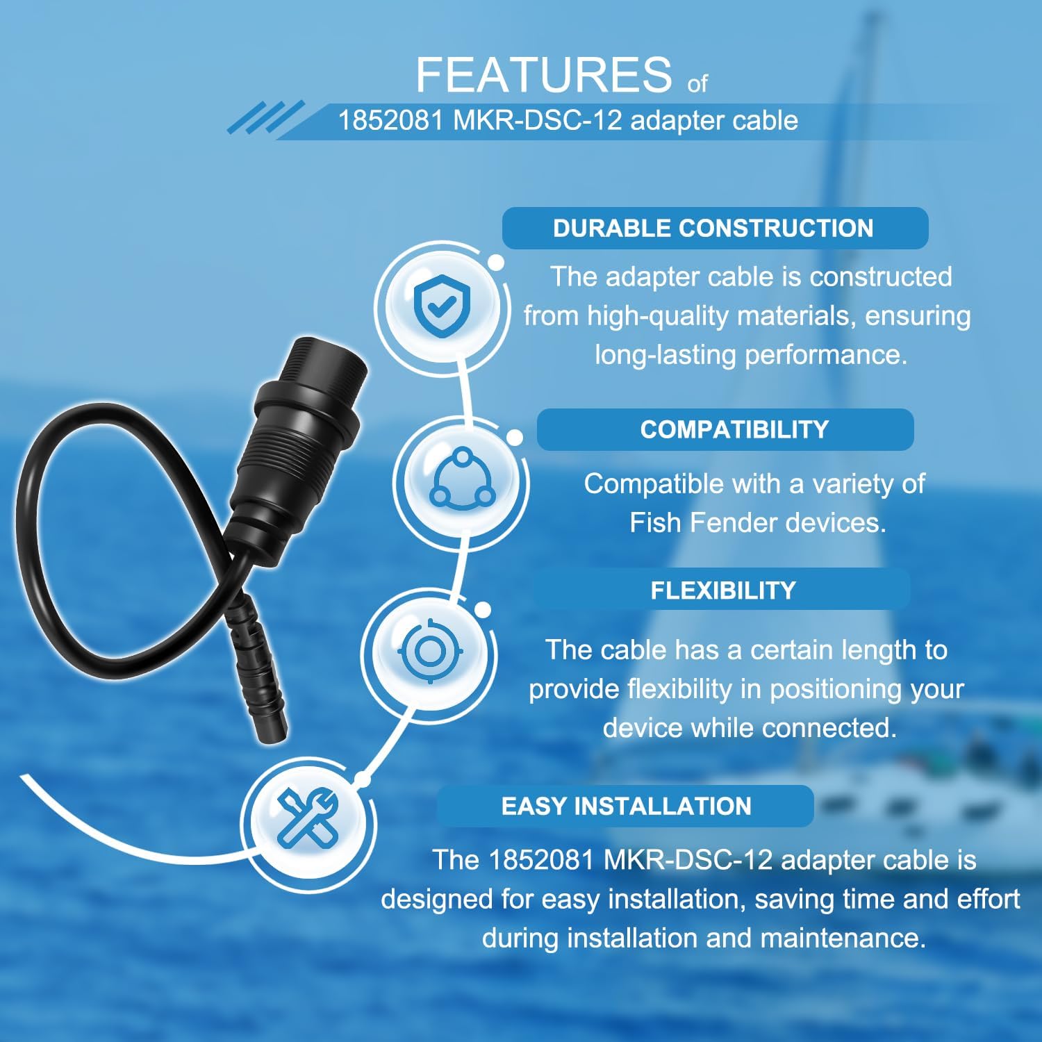 1852081   كابل محول MKR-DSC-12 - مراجعة Fish Finder وسعره